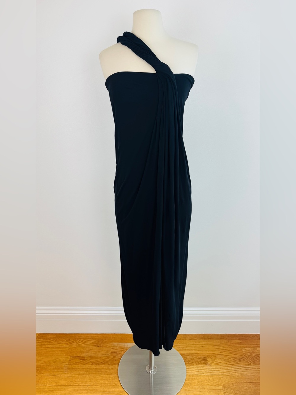 Vintage Jean Paul Gaultier Soleil Dress Black Grecian One Shoulder